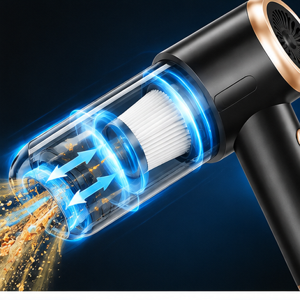 Portable Cordless Handheld Vacuum cleaner with USB Charging and Attachments- Black and Gold