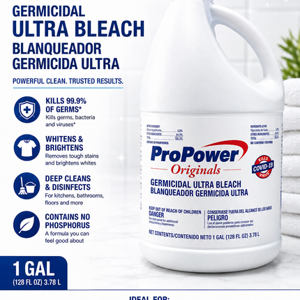 ProPower Originals Germicidal Ultra Bleach – 1 Gallon (128 fl oz)