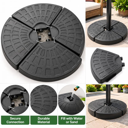 ABCCANOPY 4-Piece Fillable Patio Umbrella Base – Black, 115 lb Capacity