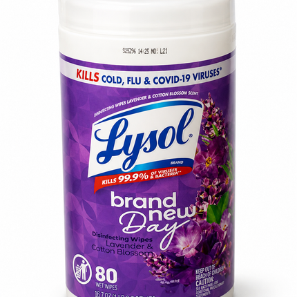 Lysol Brand New Day Disinfecting Wipes – Lavender & Cotton Blossom Scent.