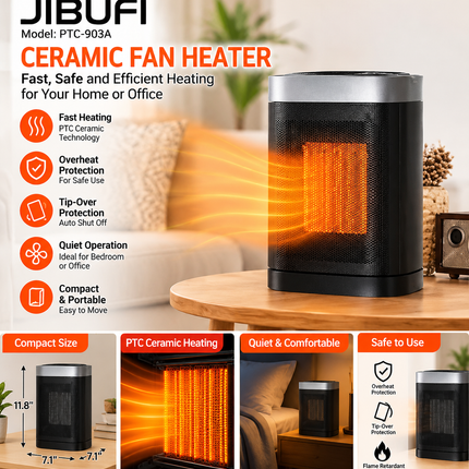 JIBUFI PTC-903A Portable Ceramic Fan Heater