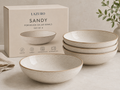 Lazuro Sandy Porcelain Salad Bowls – Set of 4