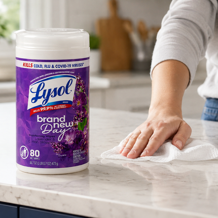 Lysol Brand New Day Disinfecting Wipes – Lavender & Cotton Blossom Scent.
