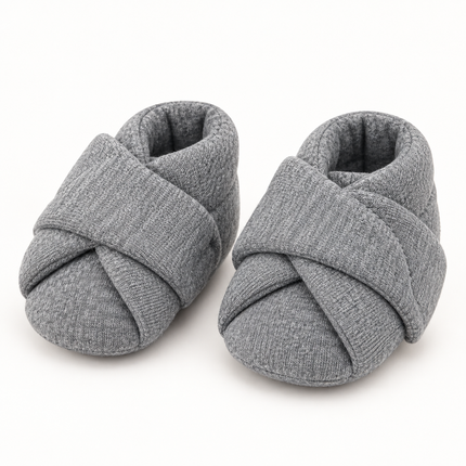 Gray Baby Soft-Sole Slip-On Shoes with Non-Slip Grip – 6–12 Months