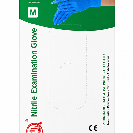 JIALI Blue Nitrile Examination Gloves, Powder-Free, Medium – 100 Count