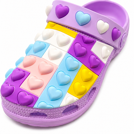 Cowowe Purple Heart Clogs – Colorful Slip-On Shoes