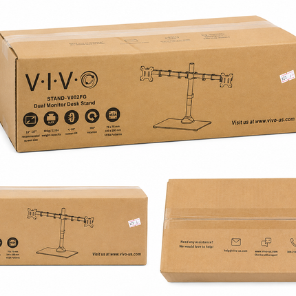 VIVO STAND-V002FG Dual Monitor Desk Stand – 13”–27” Screens