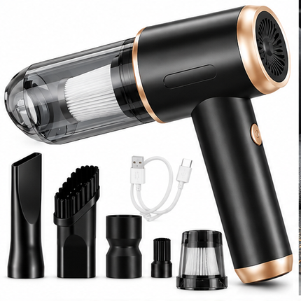 Portable Cordless Handheld Vacuum cleaner with USB Charging and Attachments- Black and Gold