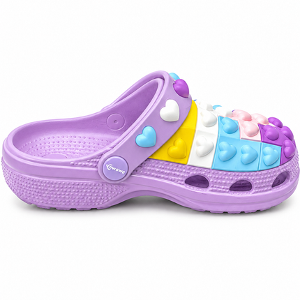 Cowowe Purple Heart Clogs – Colorful Slip-On Shoes