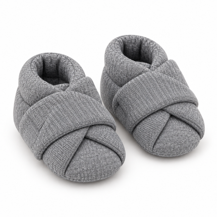 Gray Baby Soft-Sole Slip-On Shoes with Non-Slip Grip – 6–12 Months
