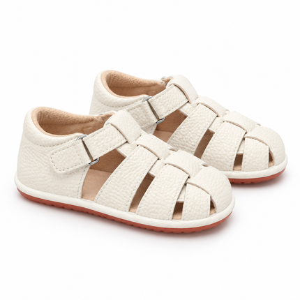 Cognac Woven Baby Fisherman Sandals – Closed-Toe Soft-Sole Shoes