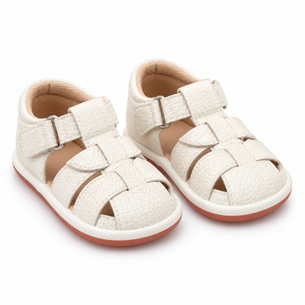 Cognac Woven Baby Fisherman Sandals – Closed-Toe Soft-Sole Shoes
