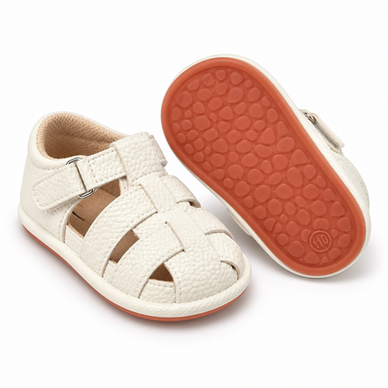 Cognac Woven Baby Fisherman Sandals – Closed-Toe Soft-Sole Shoes