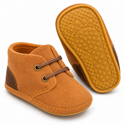 Caramel Brown Baby Lace-Up Crib Shoes