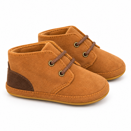 Caramel Brown Baby Lace-Up Crib Shoes