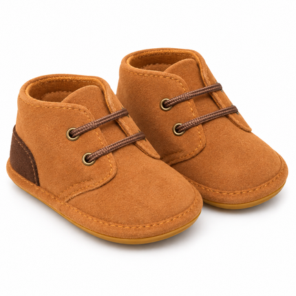Caramel Brown Baby Lace-Up Crib Shoes