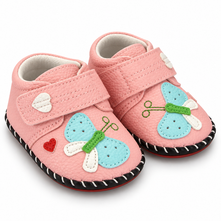 Pink Butterfly Baby Shoes with Velcro Straps