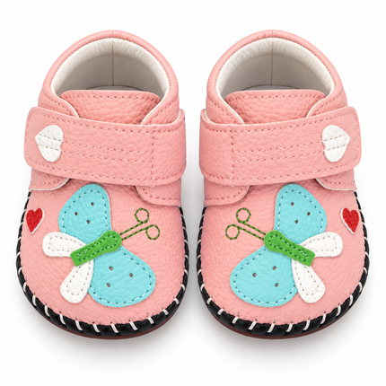 Pink Butterfly Baby Shoes with Velcro Straps
