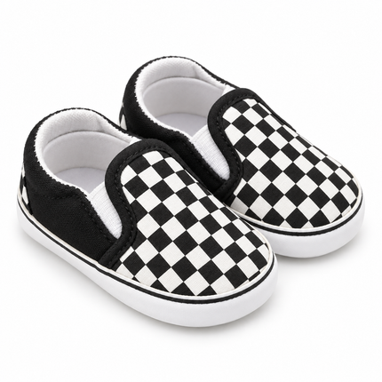 Black & White Checkerboard Baby Slip-On Shoes