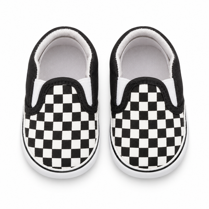 Black & White Checkerboard Baby Slip-On Shoes