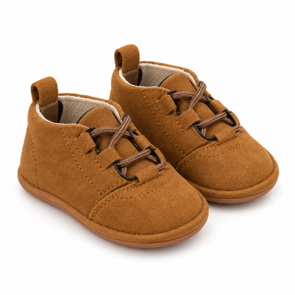 Chestnut Brown Baby Suede Lace-Up Shoes