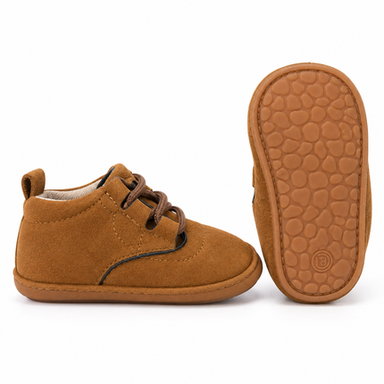 Chestnut Brown Baby Suede Lace-Up Shoes