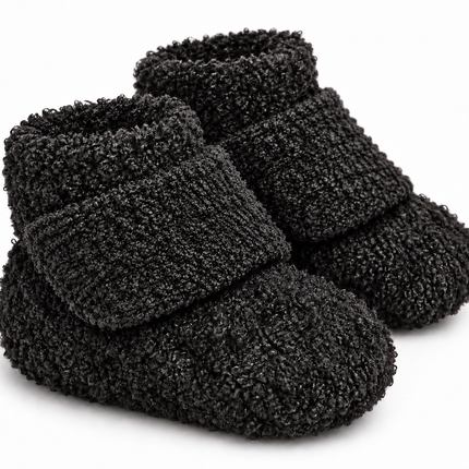 Baby Black Fuzzy Bear Paw Sock Shoes