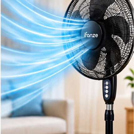 iFanZe 16-Inch Pedestal Fan with Remote Control – Black