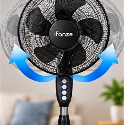 iFanZe 16-Inch Pedestal Fan with Remote Control – Black