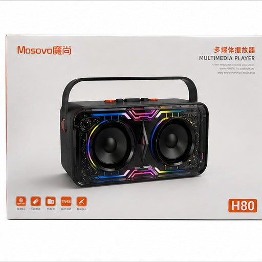 Mosovo H80 Portable Bluetooth Multimedia Speaker with TWS & LED Lights
