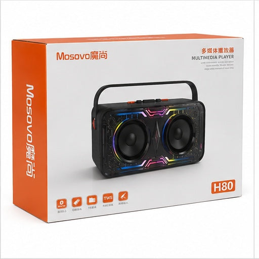 Mosovo H80 Portable Bluetooth Multimedia Speaker with TWS & LED Lights