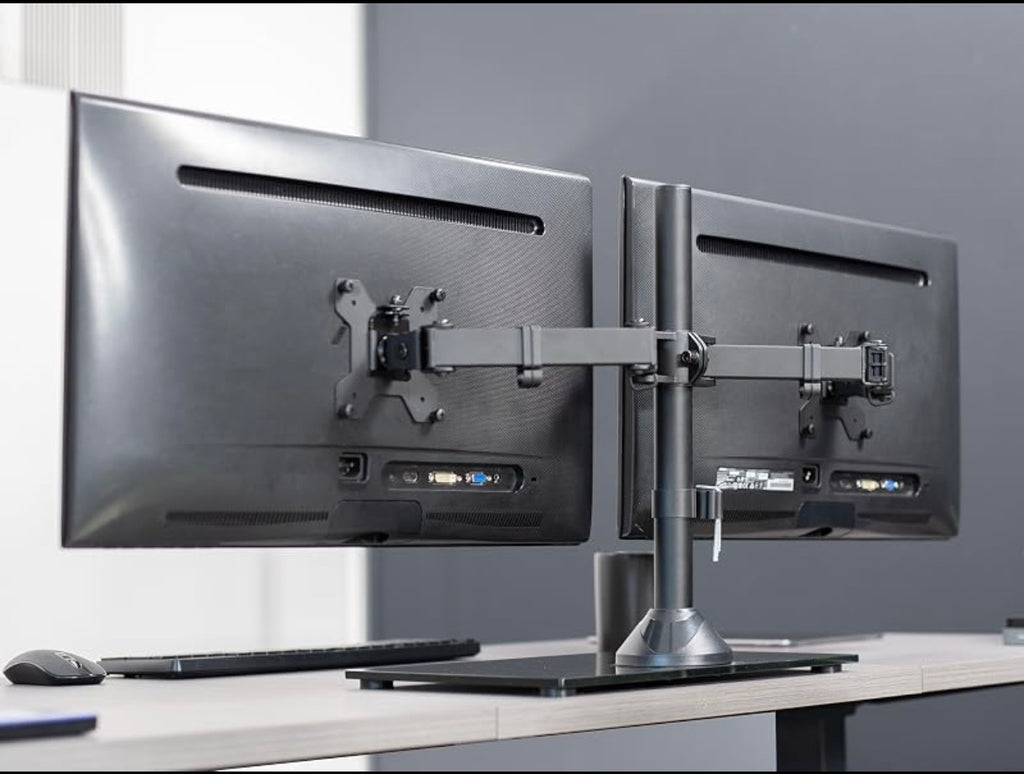 VIVO STAND-V002FG Dual Monitor Desk Stand – 13”–27” Screens
