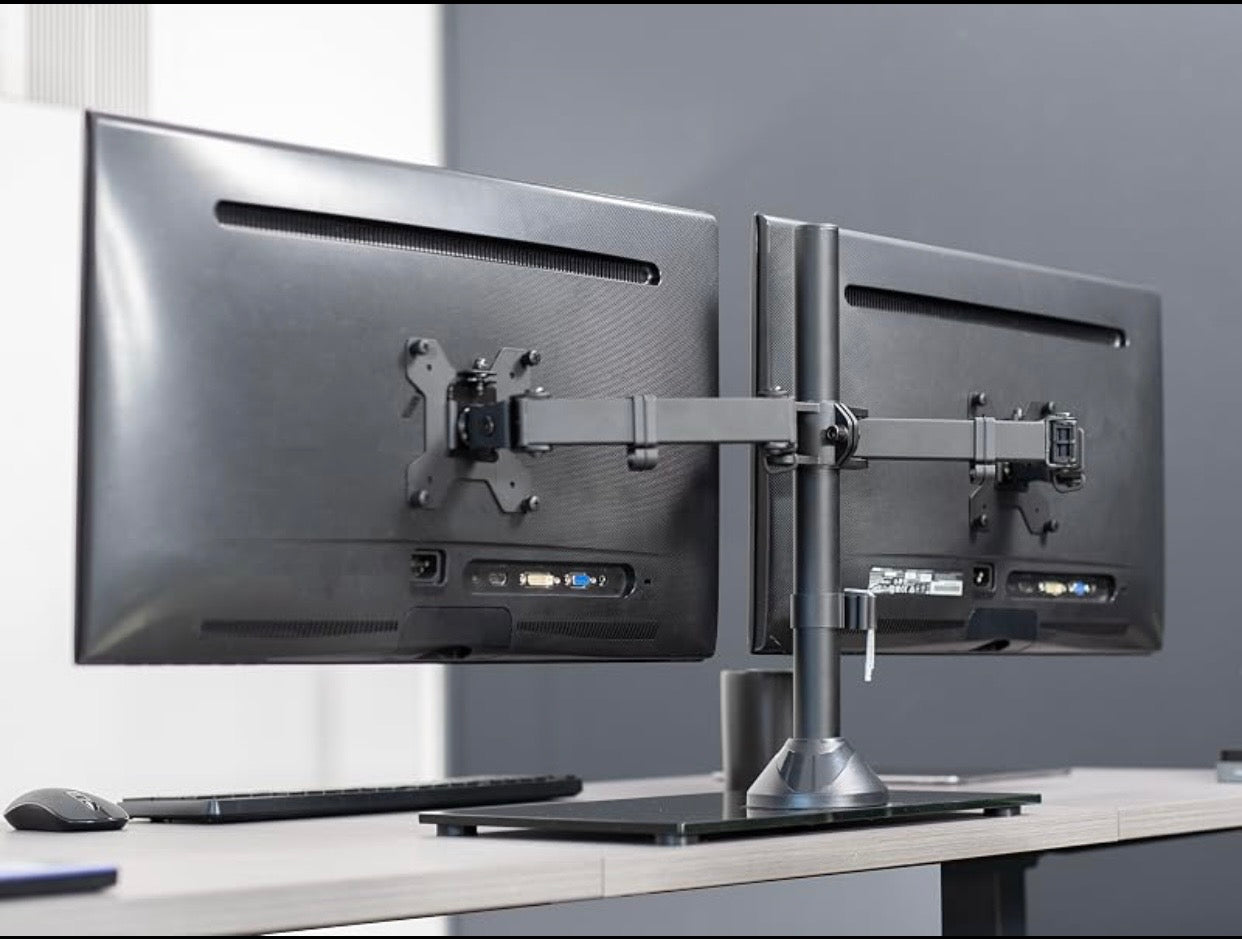 VIVO STAND-V002FG Dual Monitor Desk Stand – 13”–27” Screens