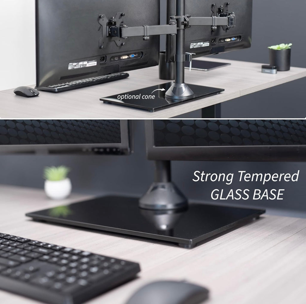 VIVO STAND-V002FG Dual Monitor Desk Stand – 13”–27” Screens
