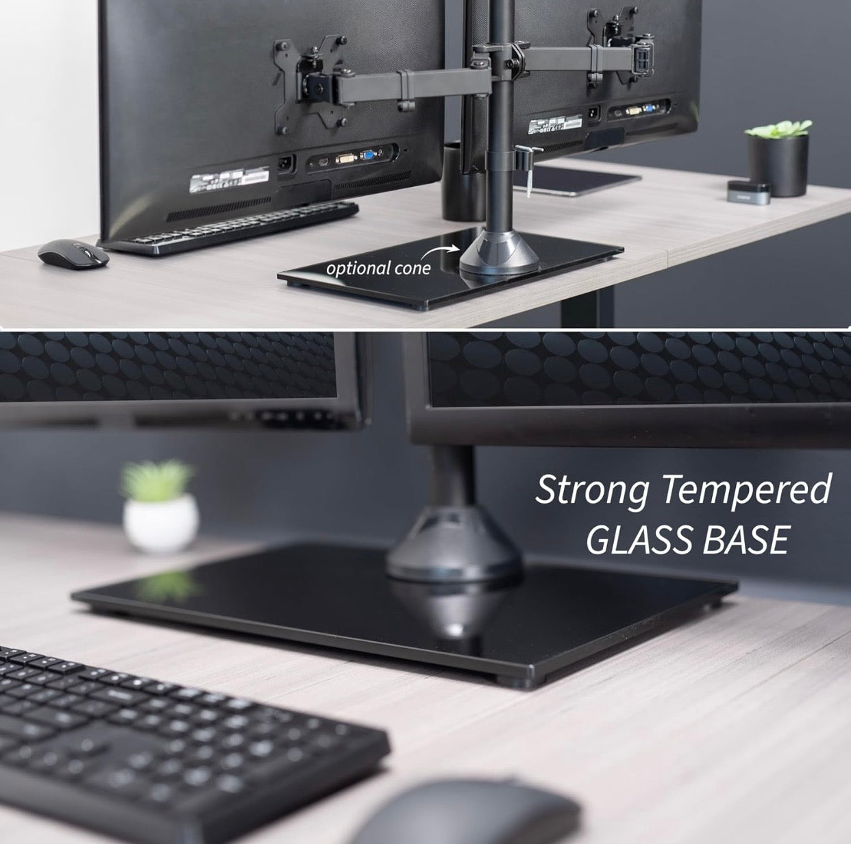 VIVO STAND-V002FG Dual Monitor Desk Stand – 13”–27” Screens